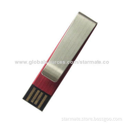Metal Clip USB Drive with High-speed 2.0 Interface, Made of Metal, Customized Colors Available